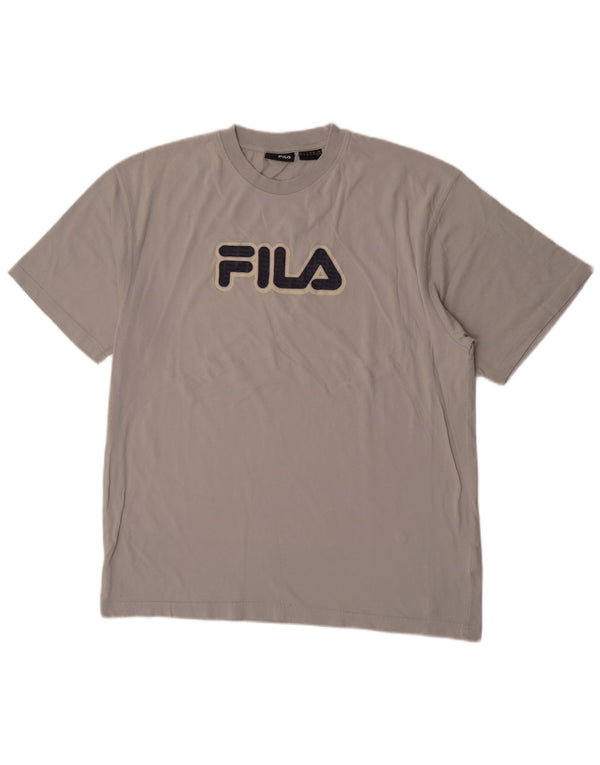 FILA Mens Graphic T-Shirt Top XL Grey Cotton