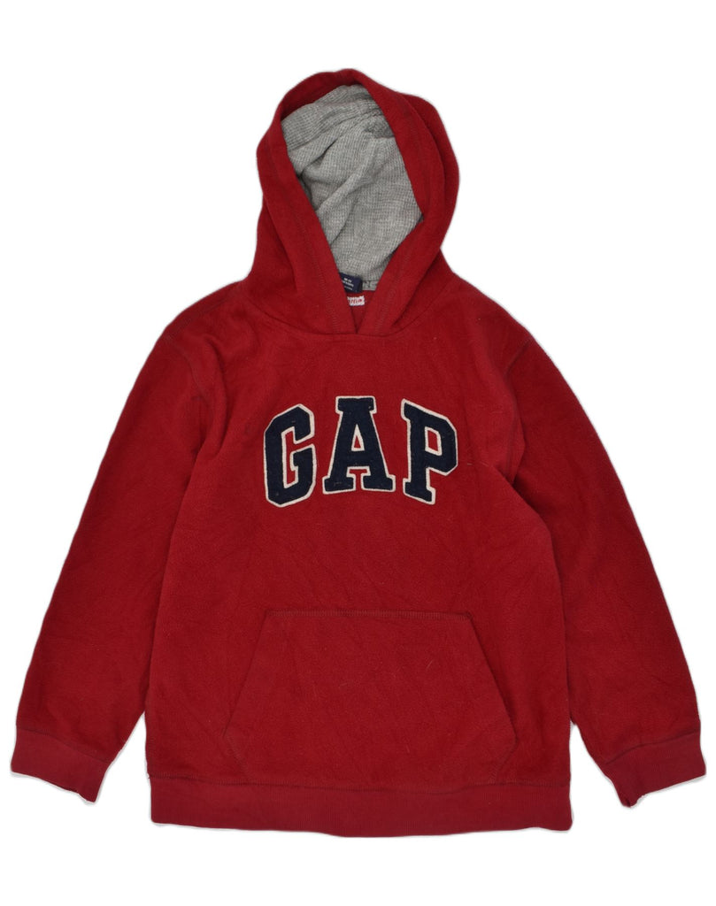 GAP Girls Graphic Fleece Hoodie Jumper 10-11 Years Burgundy Polyester | Vintage Gap | Thrift | Second-Hand Gap | Used Clothing | Messina Hembry 