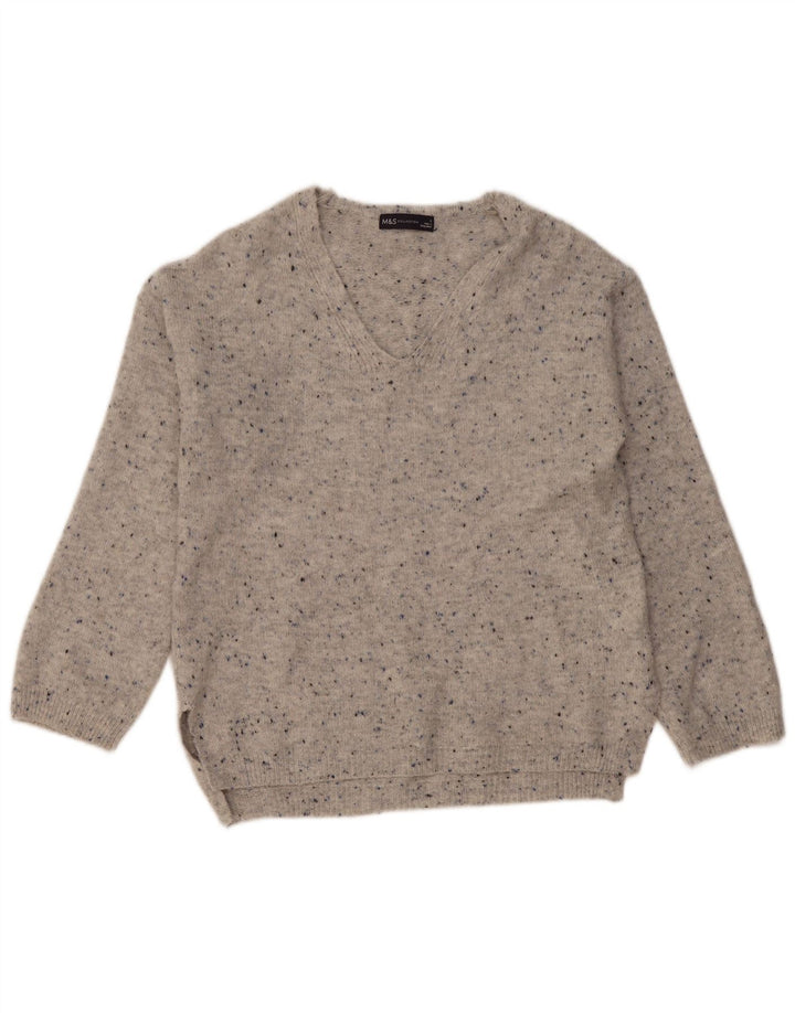 Womens Oversized V-Neck Jumper Sweater UK 10 Small
