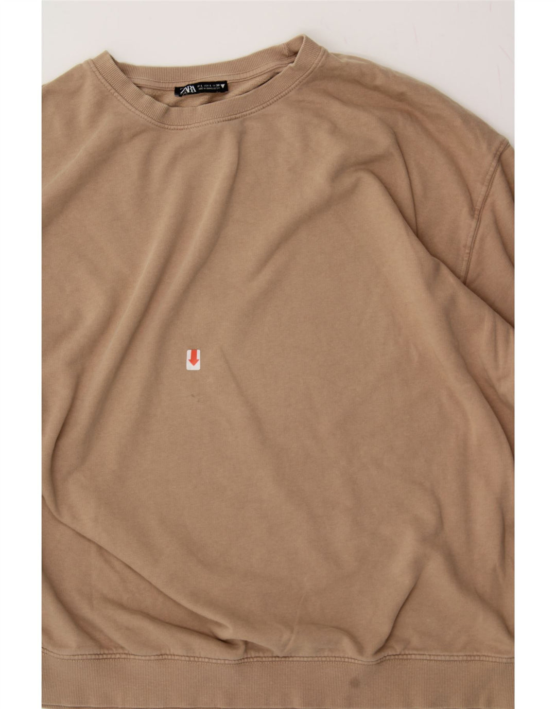 ZARA Womens Oversized Sweatshirt Jumper UK 16 Large Beige Cotton Vintage Zara and Second-Hand Zara from Messina Hembry 