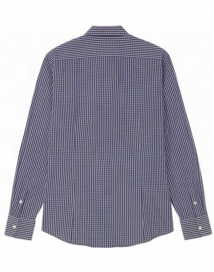 Benetton Mens Shirt Medium Blue Check Cotton