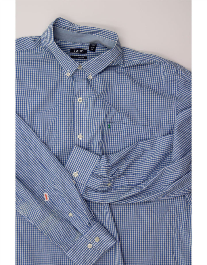 IZOD Mens Big & Tall Shirt XL Blue Gingham Cotton Vintage Izod and Second-Hand Izod from Messina Hembry 