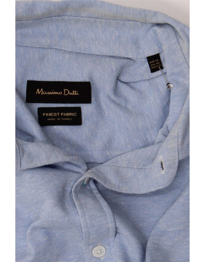 Massimo Dutti Mens Shirt 2XL Blue Cotton