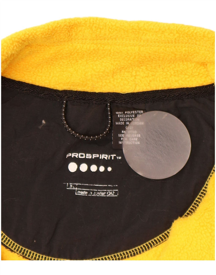 VINTAGE Mens Zip Neck Fleece Jumper XL Yellow Polyester