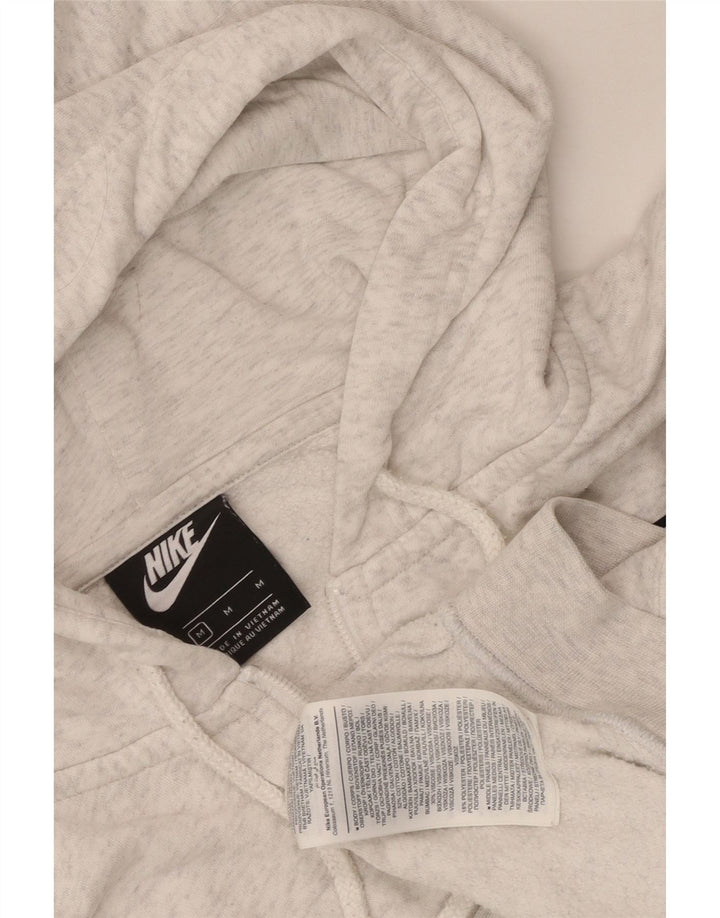 Nike Womens Crop Oversized Zip Hoodie Sweater UK 14 Medium Grey Striped