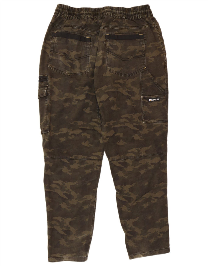 Caterpillar Mens Tapered Cargo Trousers W38 L28 Khaki Camouflage Cotton