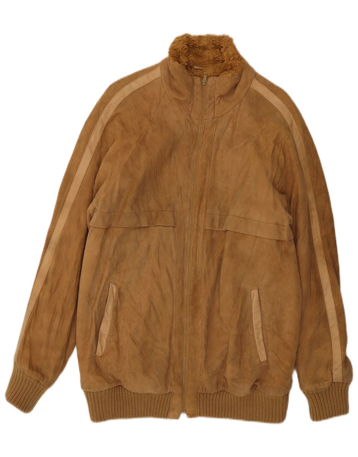 VINTAGE Mens Shearling Jacket UK 38 Medium Brown