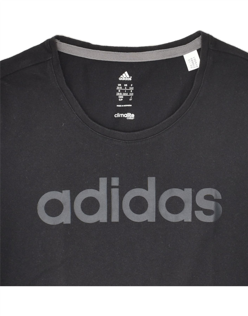 ADIDAS Womens Climalite Graphic T-Shirt Top UK 8/10 Small  Black Cotton | Vintage Adidas | Thrift | Second-Hand Adidas | Used Clothing | Messina Hembry 