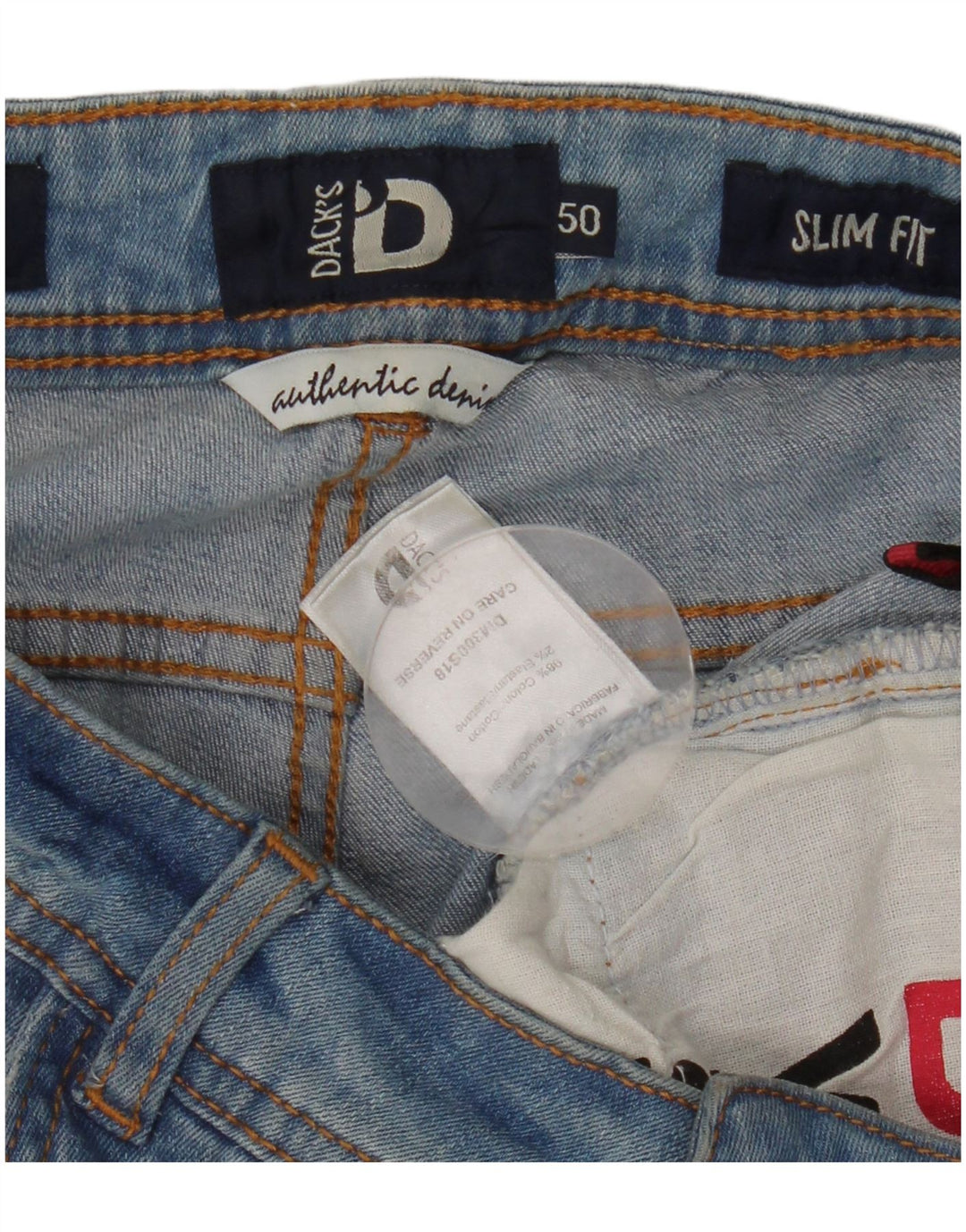 Dack's Womens Slim Jeans W32 L30 Blue Cotton