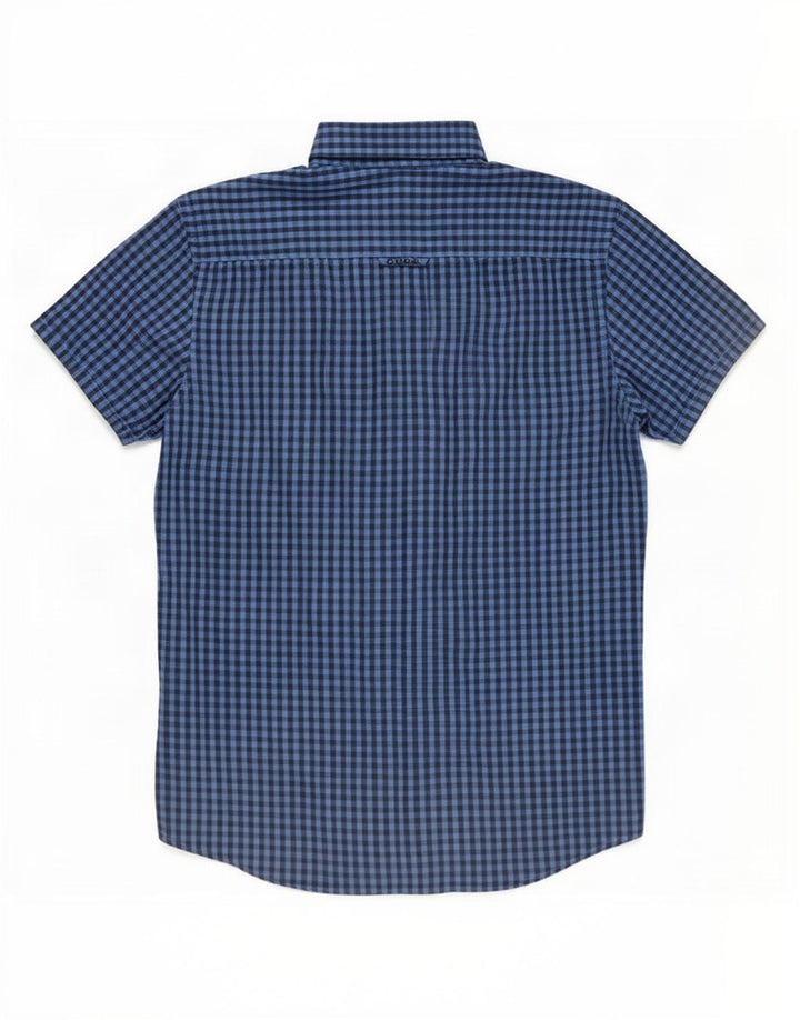 Crew Clothing Mens Short Sleeve Shirt Small Blue Gingham Cotton