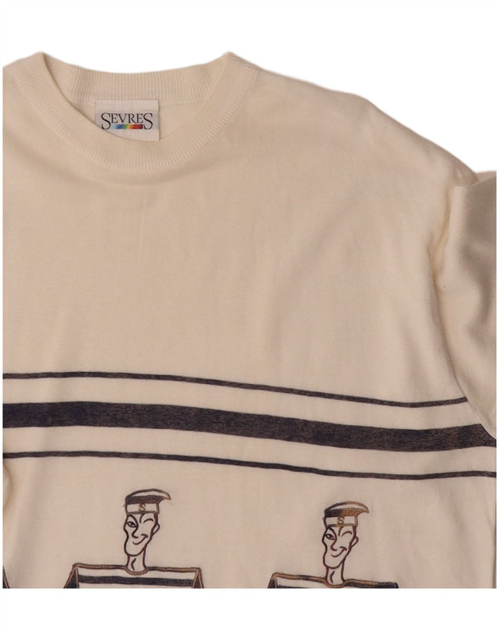 Sevres Mens Graphic Top Long Sleeve XL Off White Striped