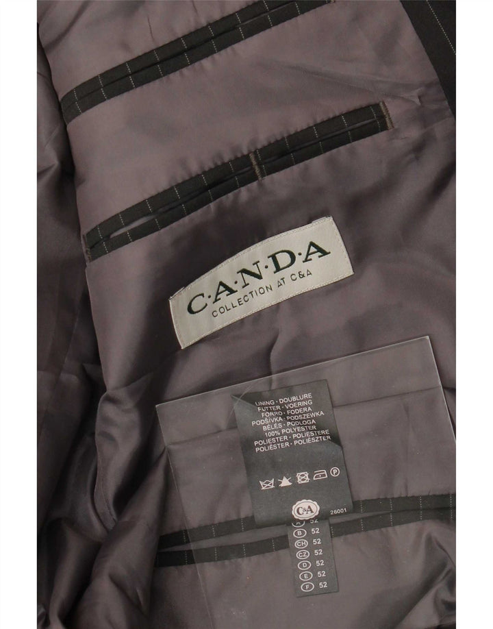 Canda Mens 3 Button Blazer Jacket EU 52 XL Black Pinstripe Polyester