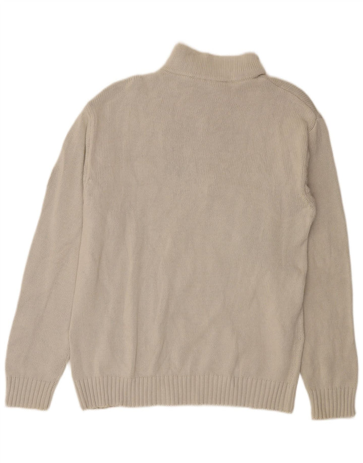 Murphy & Nye Mens Zip Neck Jumper Sweater Medium Beige Cotton