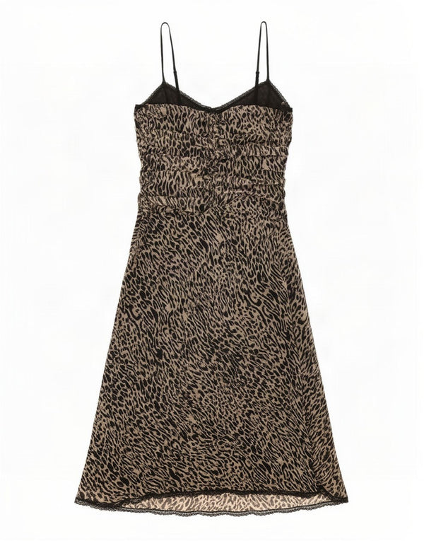 Whistles Womens Slip Dress UK 12 Medium Brown Animal Print Silk