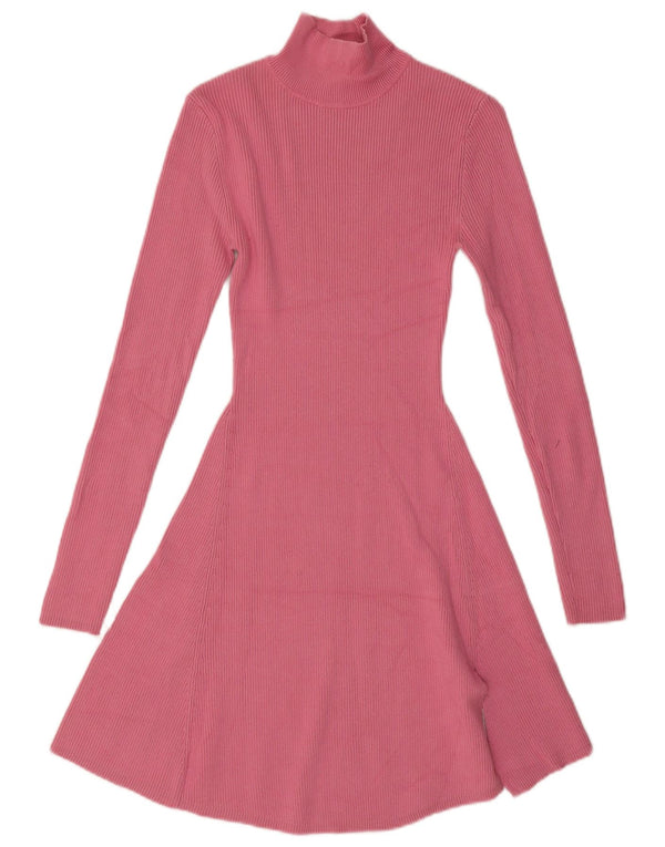 Zara Womens Jumper Dress UK 8 Small Pink Viscose