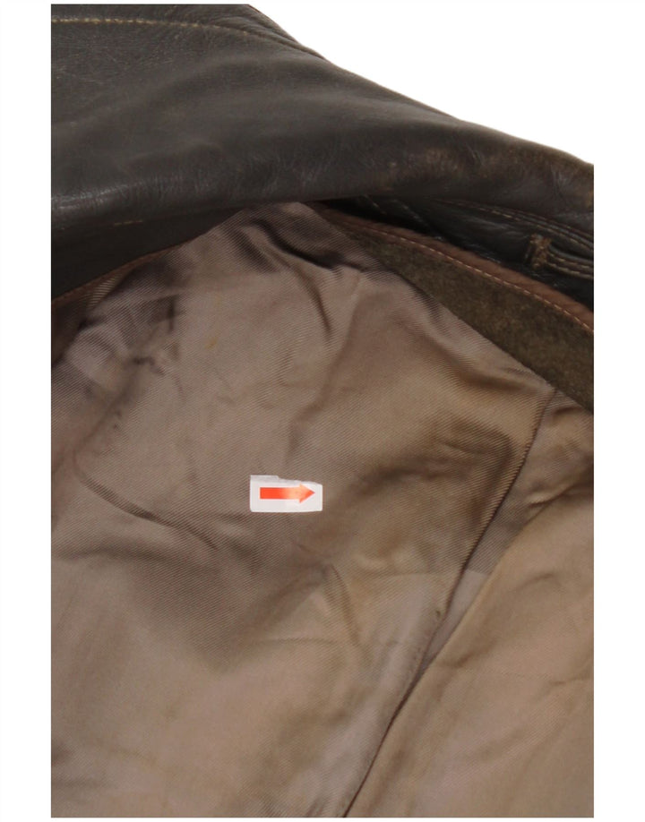 VINTAGE Womens Leather Jacket UK 14 Medium Black