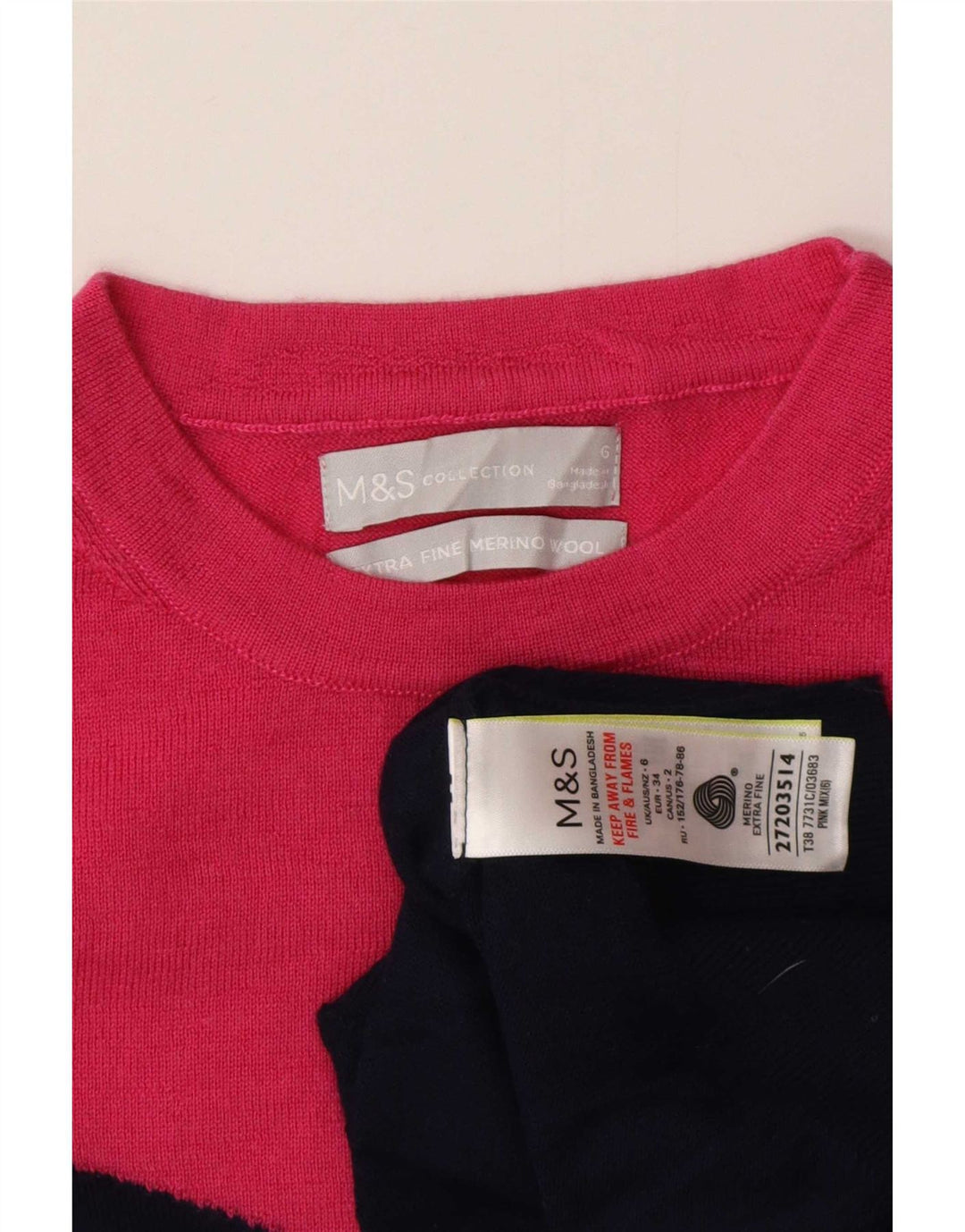 Marks & Spencer Womens Crew Neck Jumper Sweater UK 6 XS Multicoloured