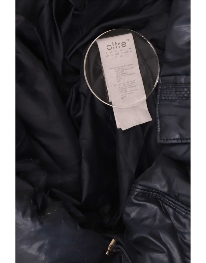 oltre Womens Hooded Padded Coat UK 16 Large Navy Blue Polyester