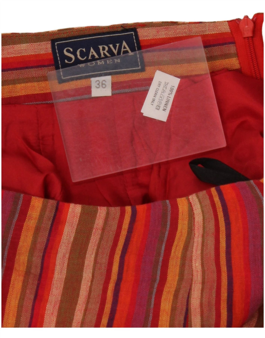 SCARVA Womens Wrap Maxi Skirt EU 36 Small W26 Red Striped Linen