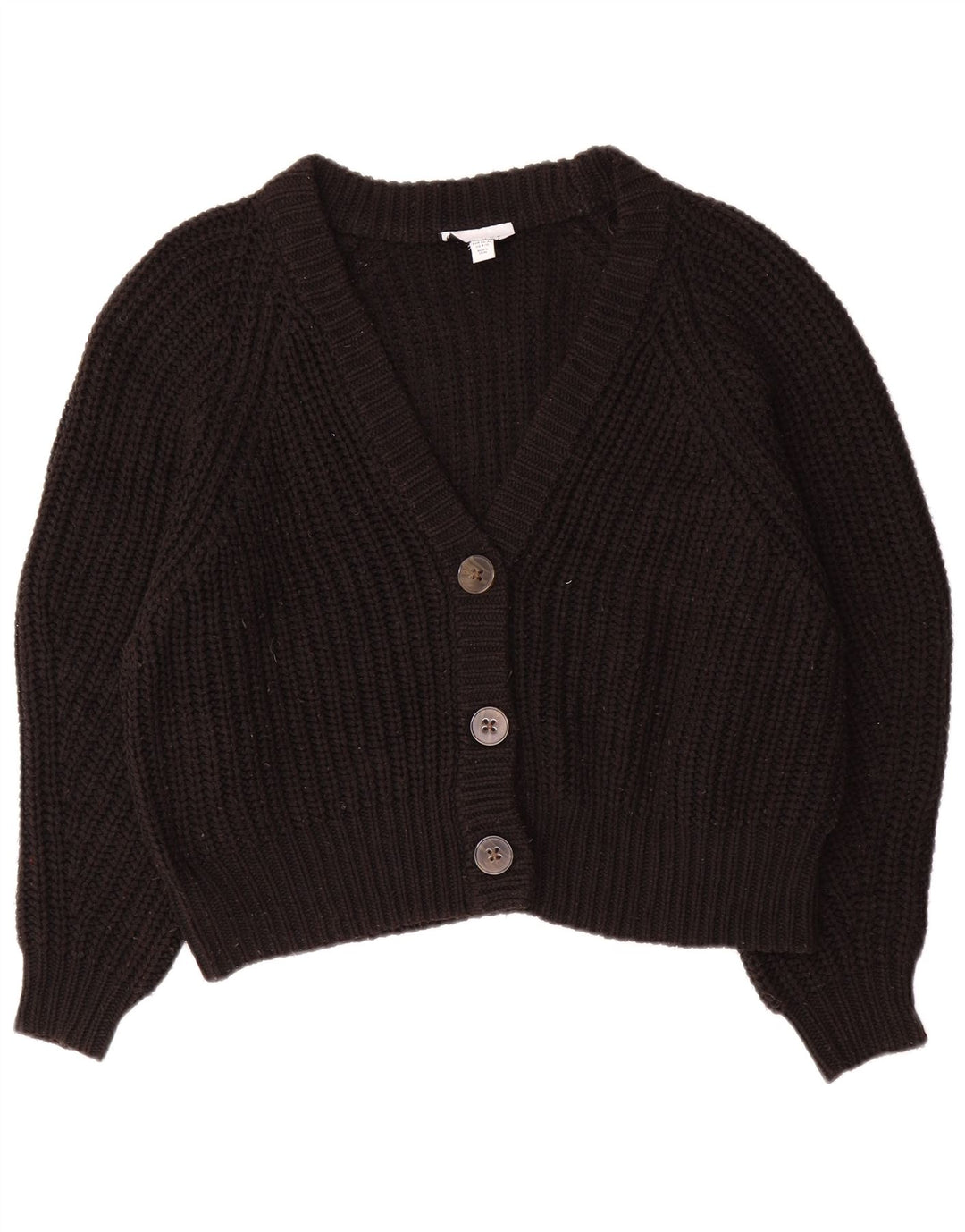 Topshop Womens Crop Oversized Cardigan Sweater UK 14 Medium Black Acrylic
