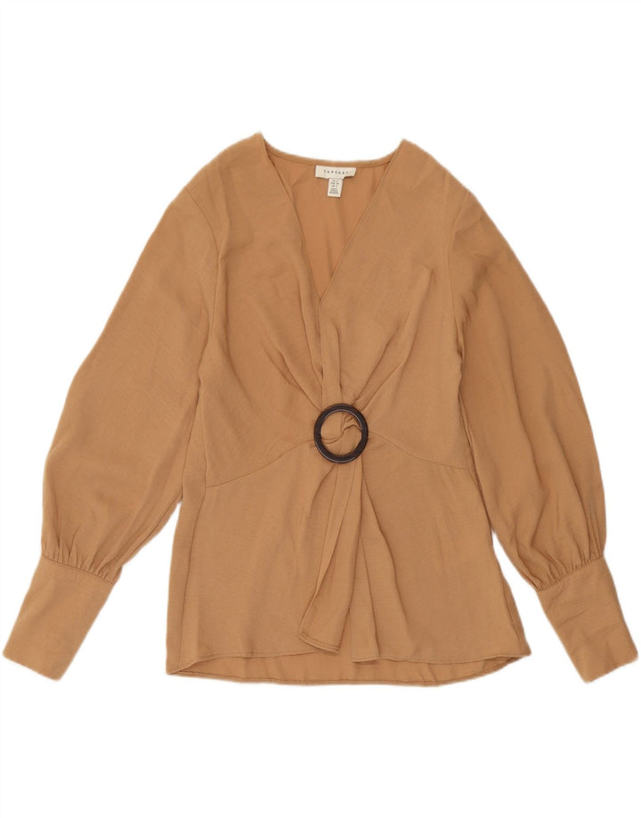 Topshop Womens Blouse Top UK 6 XS Brown Polyester