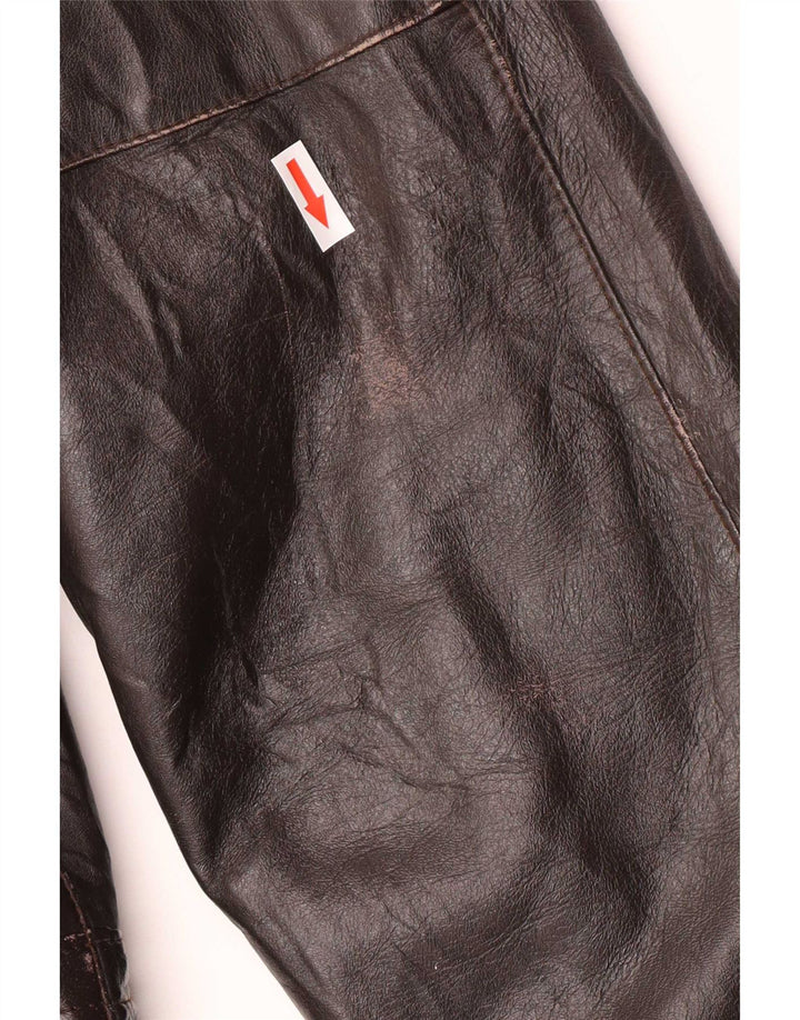 Harrods Womens Leather Coat EU 40 Medium Brown