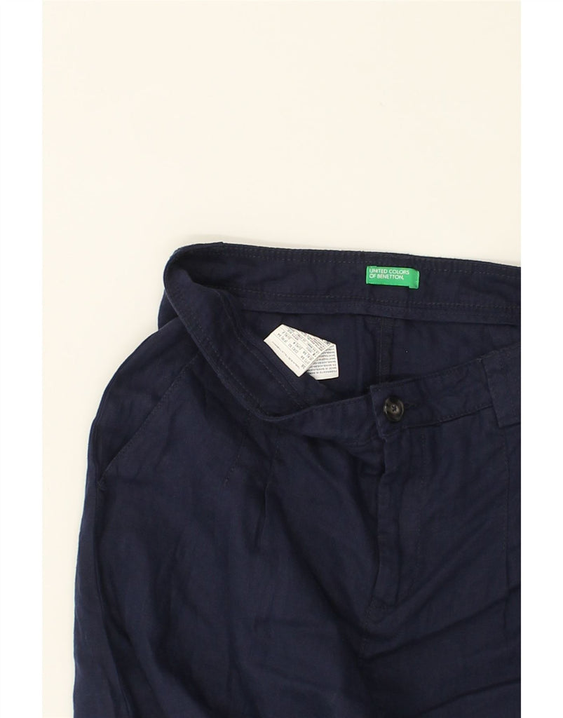 BENETTON Womens Pegged Chino Shorts UK 6 XS W26 Navy Blue Linen | Vintage Benetton | Thrift | Second-Hand Benetton | Used Clothing | Messina Hembry 