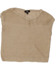 MOSSIMO Womens Crop Vest Tank Top UK 14 Medium Beige Linen