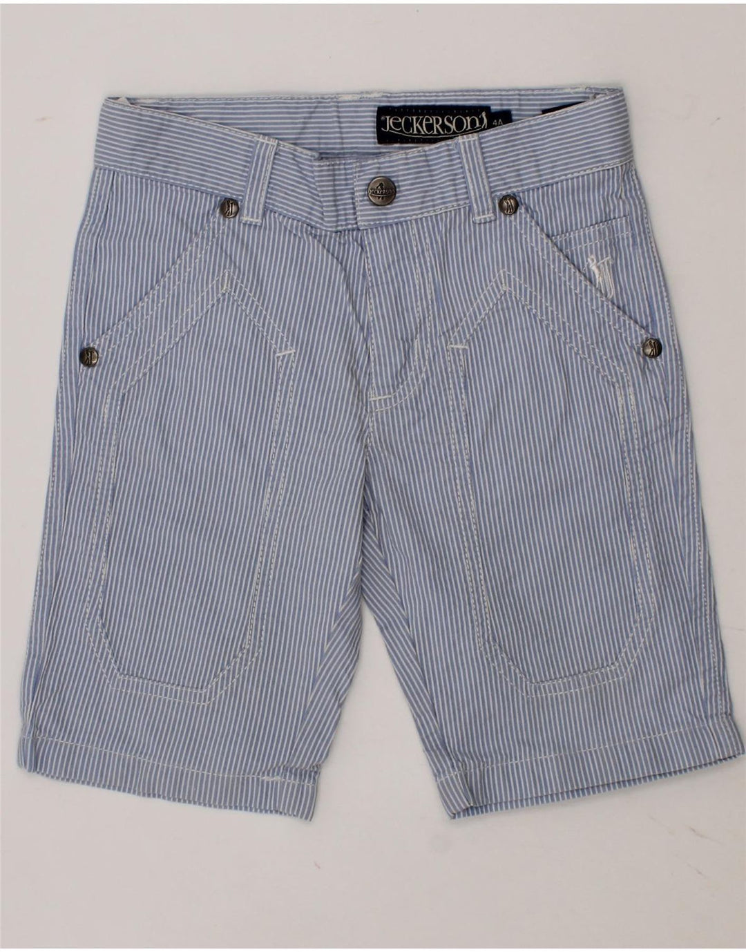JECKERSON Boys Chino Shorts 3-4 Years W20 Blue Striped Vintage Jeckerson and Second-Hand Jeckerson from Messina Hembry 