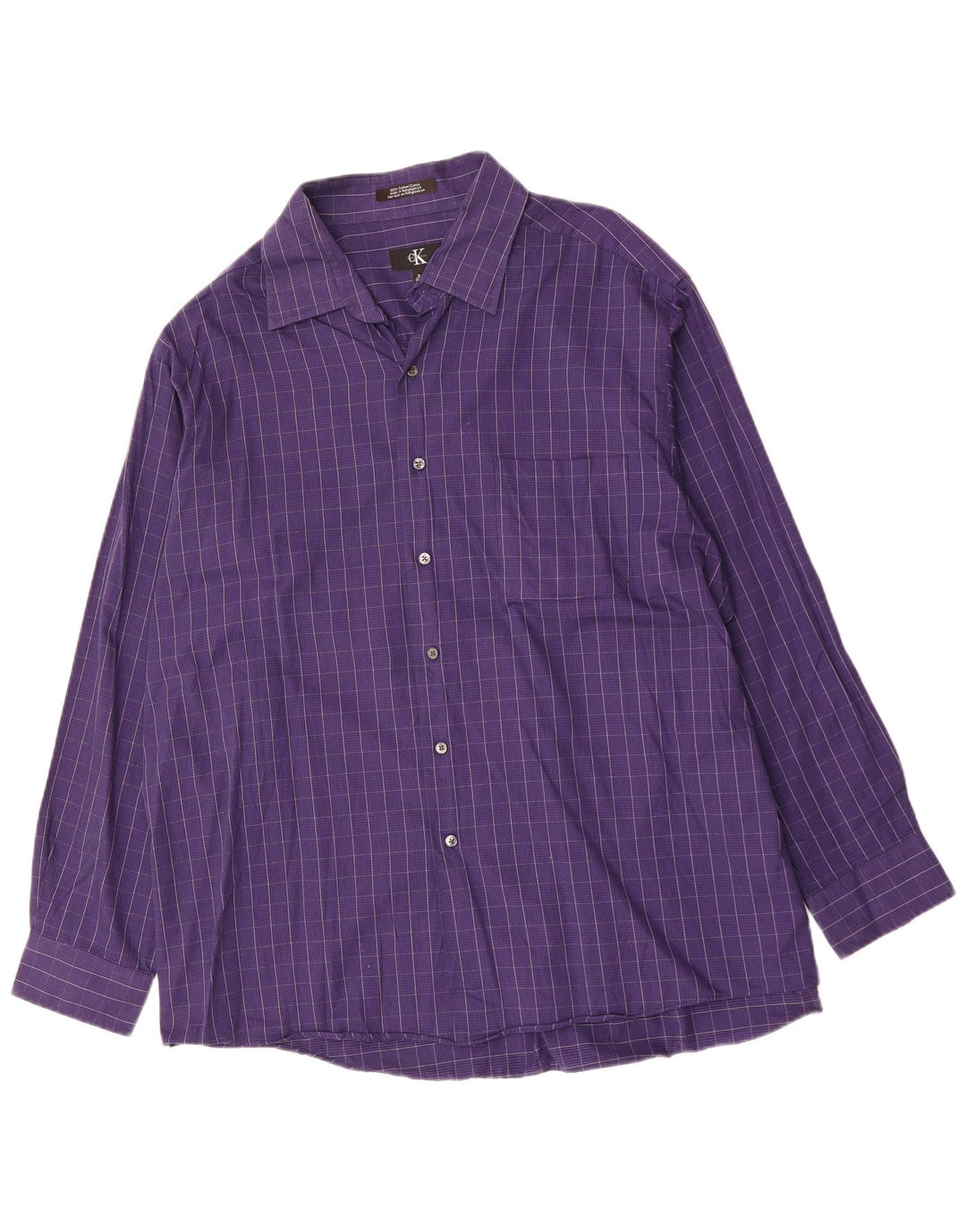 CALVIN KLEIN Mens Shirt Size 18 2XL Purple Check Cotton