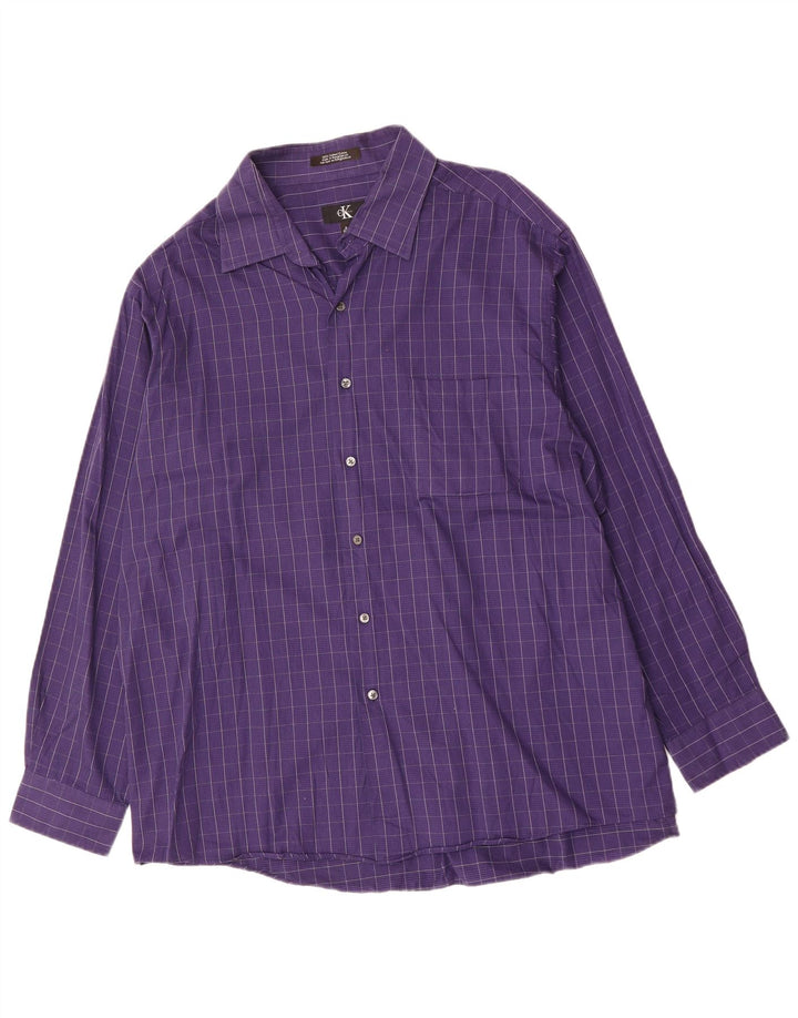 CALVIN KLEIN Mens Shirt Size 18 2XL Purple Check Cotton