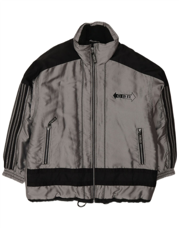 Vintage Mens Windbreaker Jacket UK 40 Large Silver Colourblock Polyester