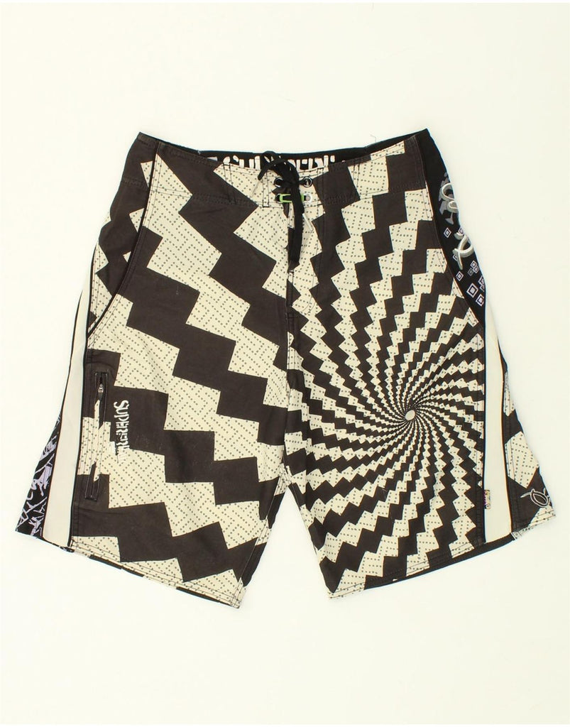 O'NEILL Mens Abstract Pattern Swimming Shorts Medium Grey Colourblock | Vintage O'Neill | Thrift | Second-Hand O'Neill | Used Clothing | Messina Hembry 