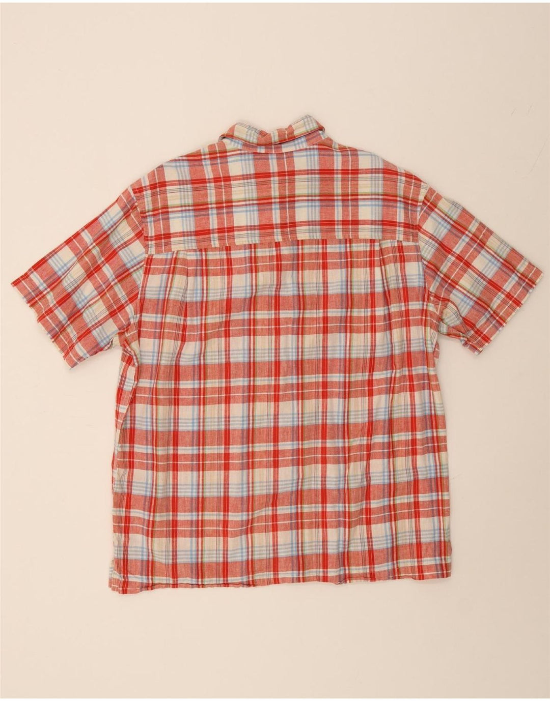 CHAPS Mens Short Sleeve Shirt Large Red Check Linen Vintage Chaps and Second-Hand Chaps from Messina Hembry 