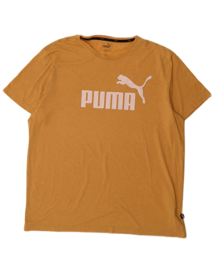 Puma Mens Graphic T-Shirt Top 2XL Yellow Flecked Polyester