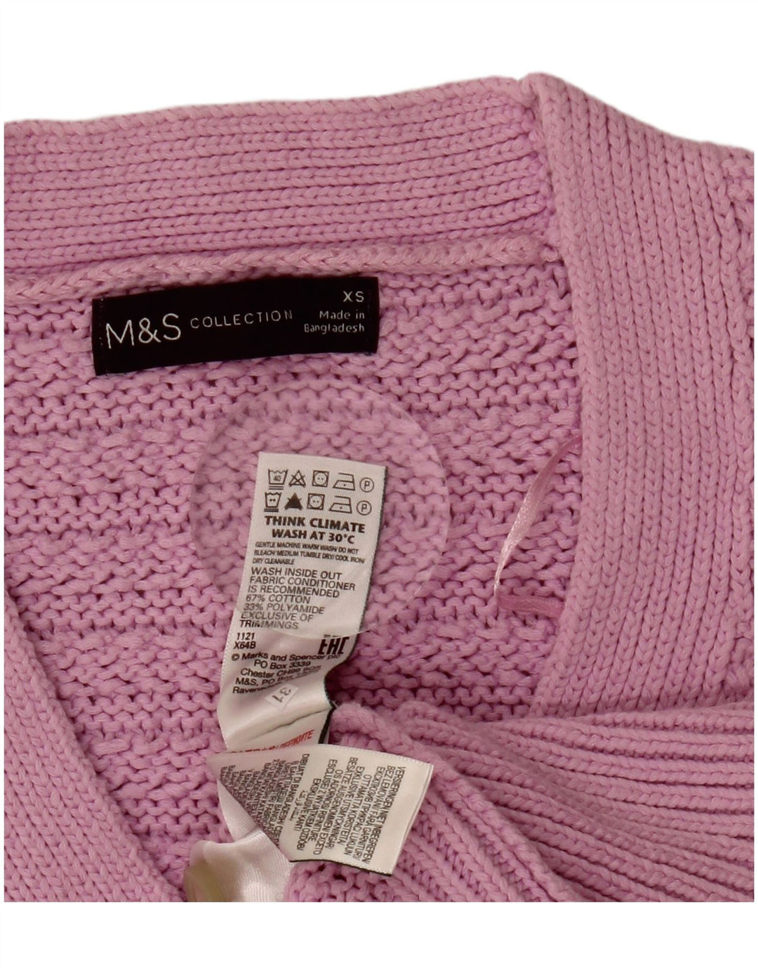 MARKS & SPENCER Womens Crop Oversized Cardigan Sweater UK 6 XS Purple