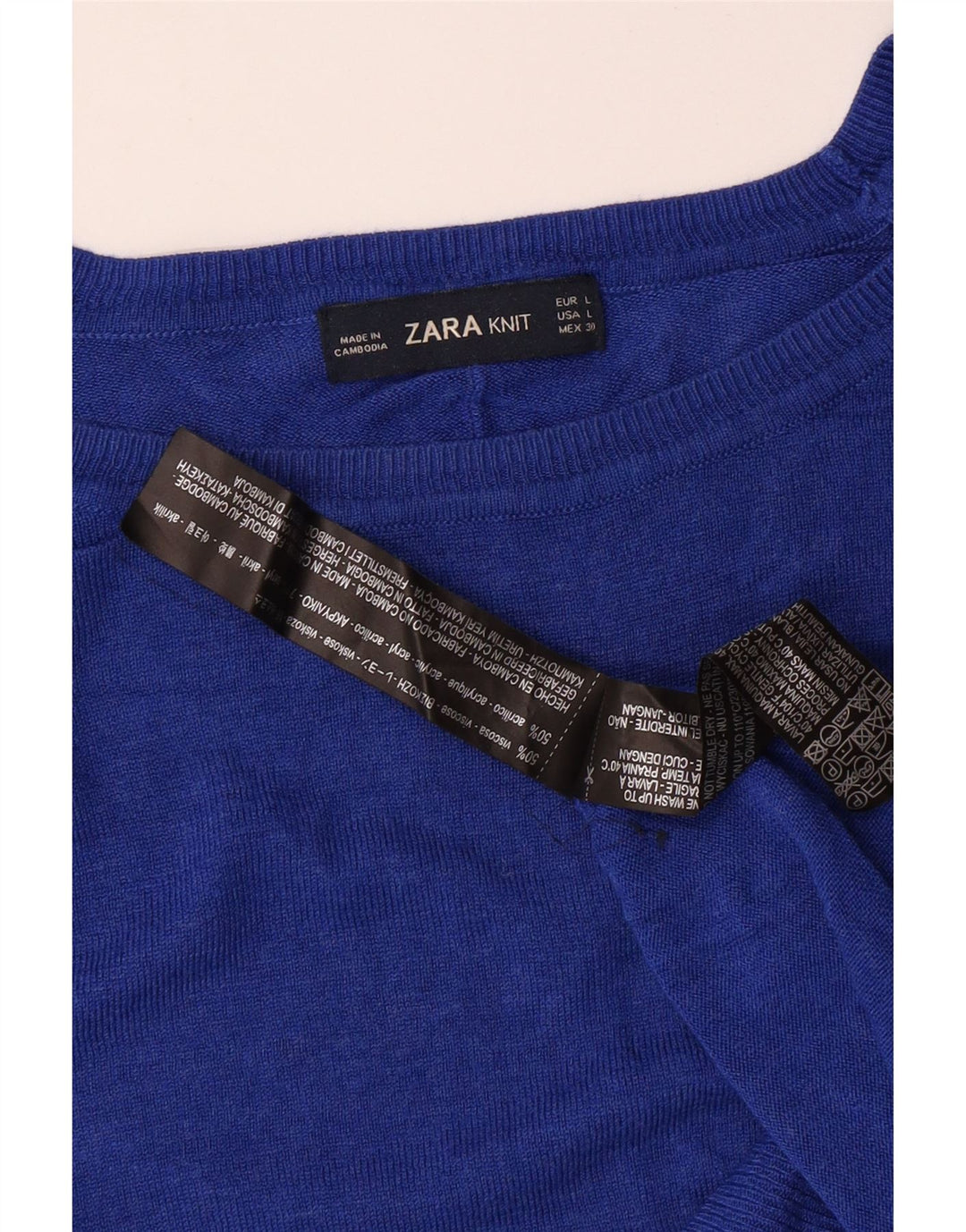 ZARA Womens Boat Neck Jumper Sweater UK 14 Large Blue Viscose