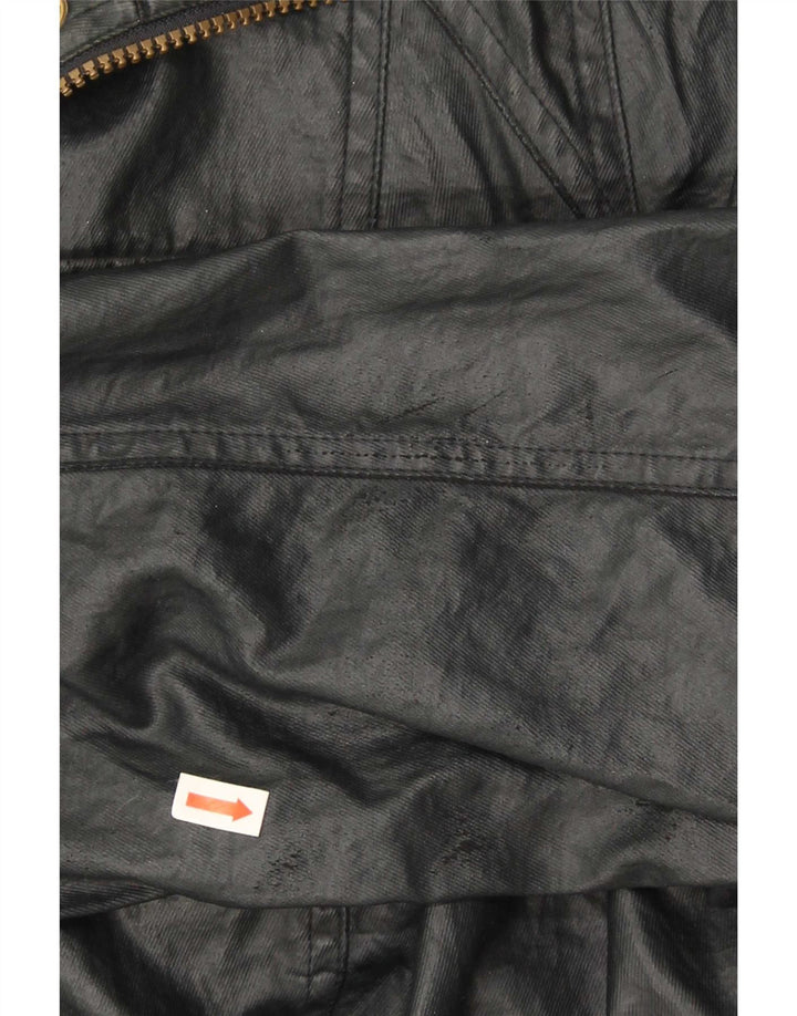 Barbour Womens Faux Leather Military Jacket UK 14 Large Black Polyester