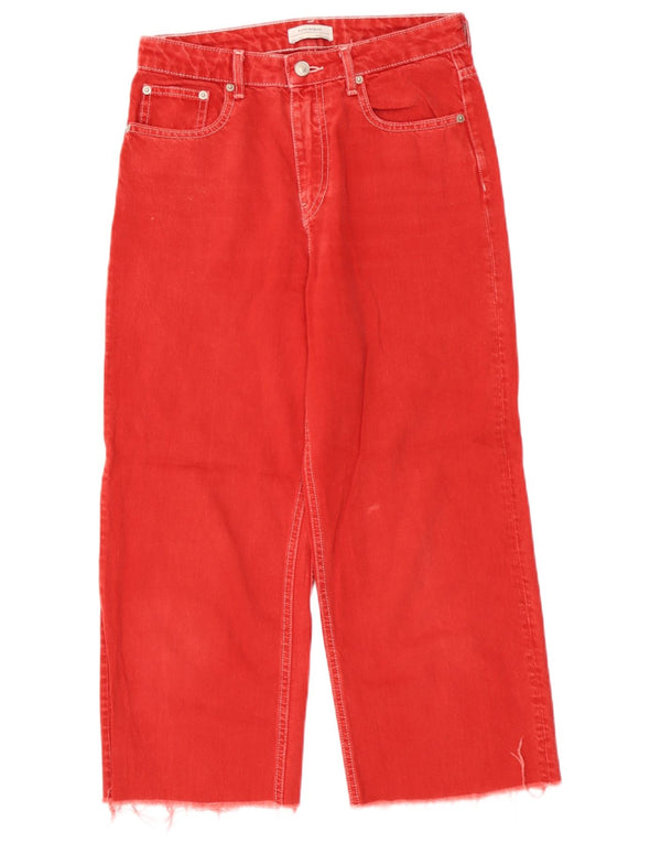 Zara Womens Cropped Jeans EU 36 XS W26 L23 Red Cotton