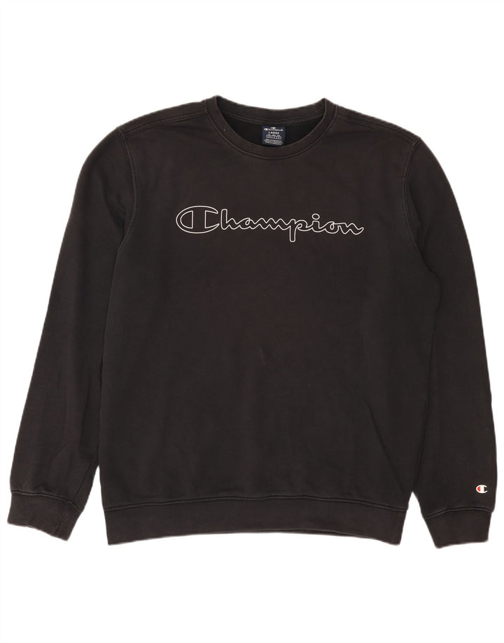 Champion Mens Graphic Sweatshirt Jumper Large Black Cotton