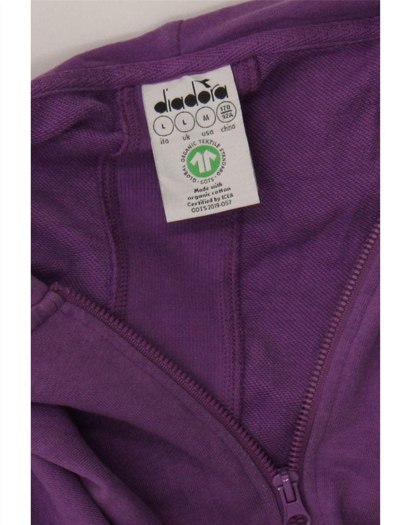DIADORA Womens Zip Hoodie Sweater UK 16 Large Purple Colourblock Cotton Vintage Diadora and Second-Hand Diadora from Messina Hembry 