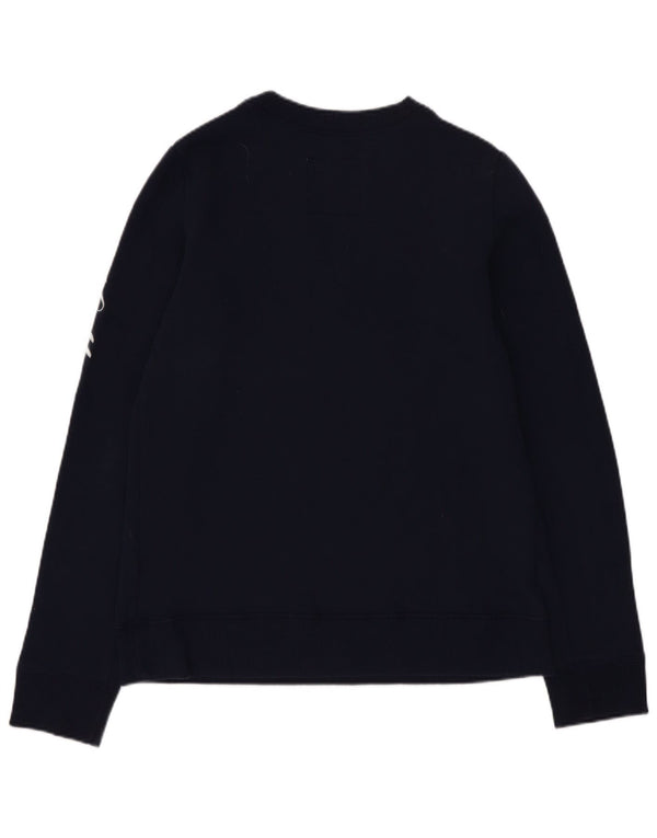 Hollister Womens Graphic Sweatshirt Jumper UK 6 XS Navy Blue Cotton