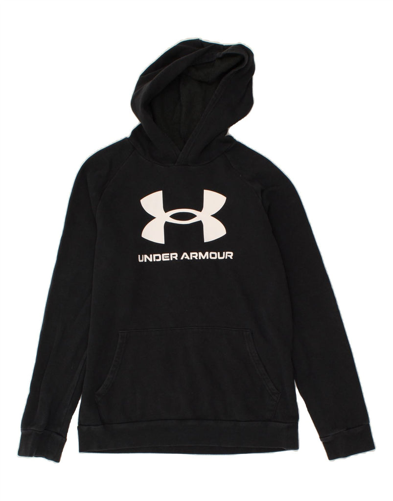 UNDER ARMOUR Boys Graphic Hoodie Jumper 13-14 Years XL Navy Blue Cotton | Vintage Under Armour | Thrift | Second-Hand Under Armour | Used Clothing | Messina Hembry 