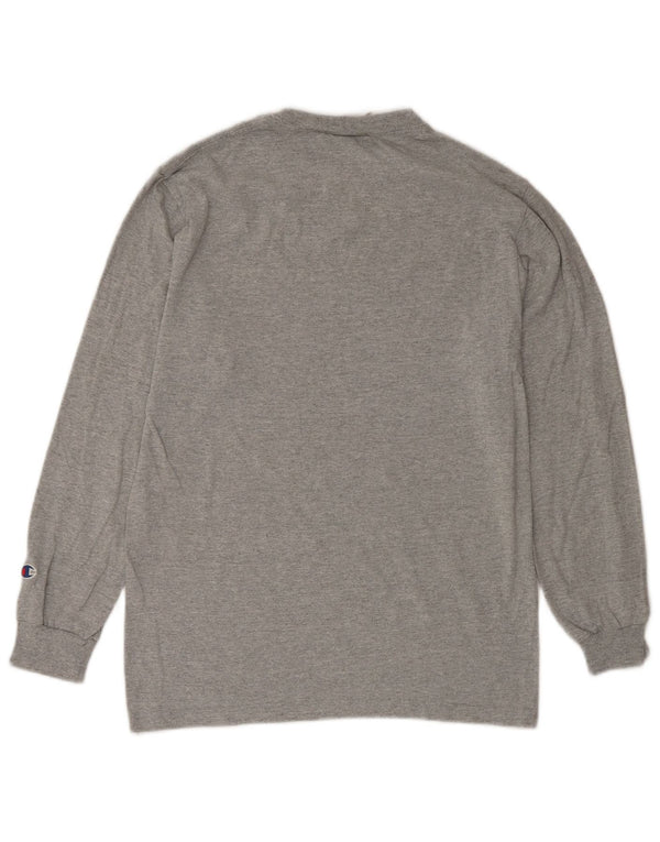 Champion Mens Graphic Top Long Sleeve Small Grey Cotton