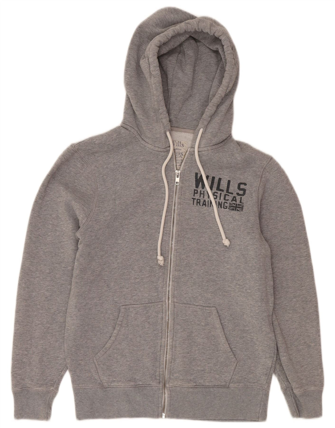Jack Wills Mens Graphic Zip Hoodie Sweater Medium Grey Cotton