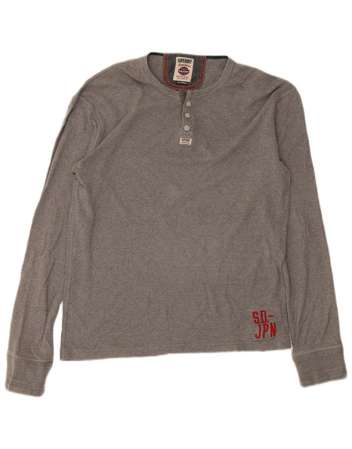Superdry Mens Top Long Sleeve XL Grey Cotton