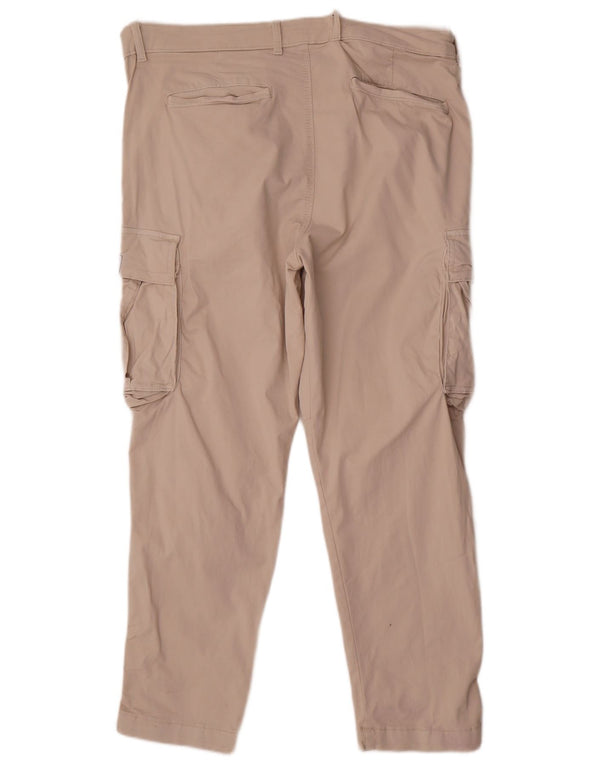 Zara Mens Straight Cargo Trousers EU 46 XL W36 L30 Beige Cotton
