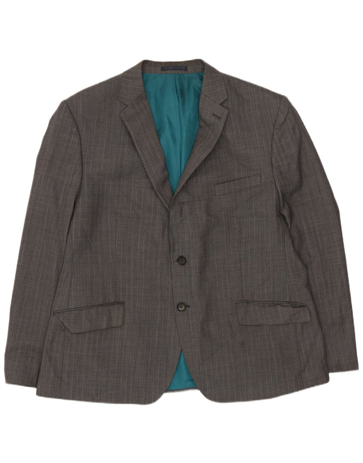 Marks & Spencer Mens 2 Button Blazer Jacket IT 56 3XL Grey Pinstripe Wool