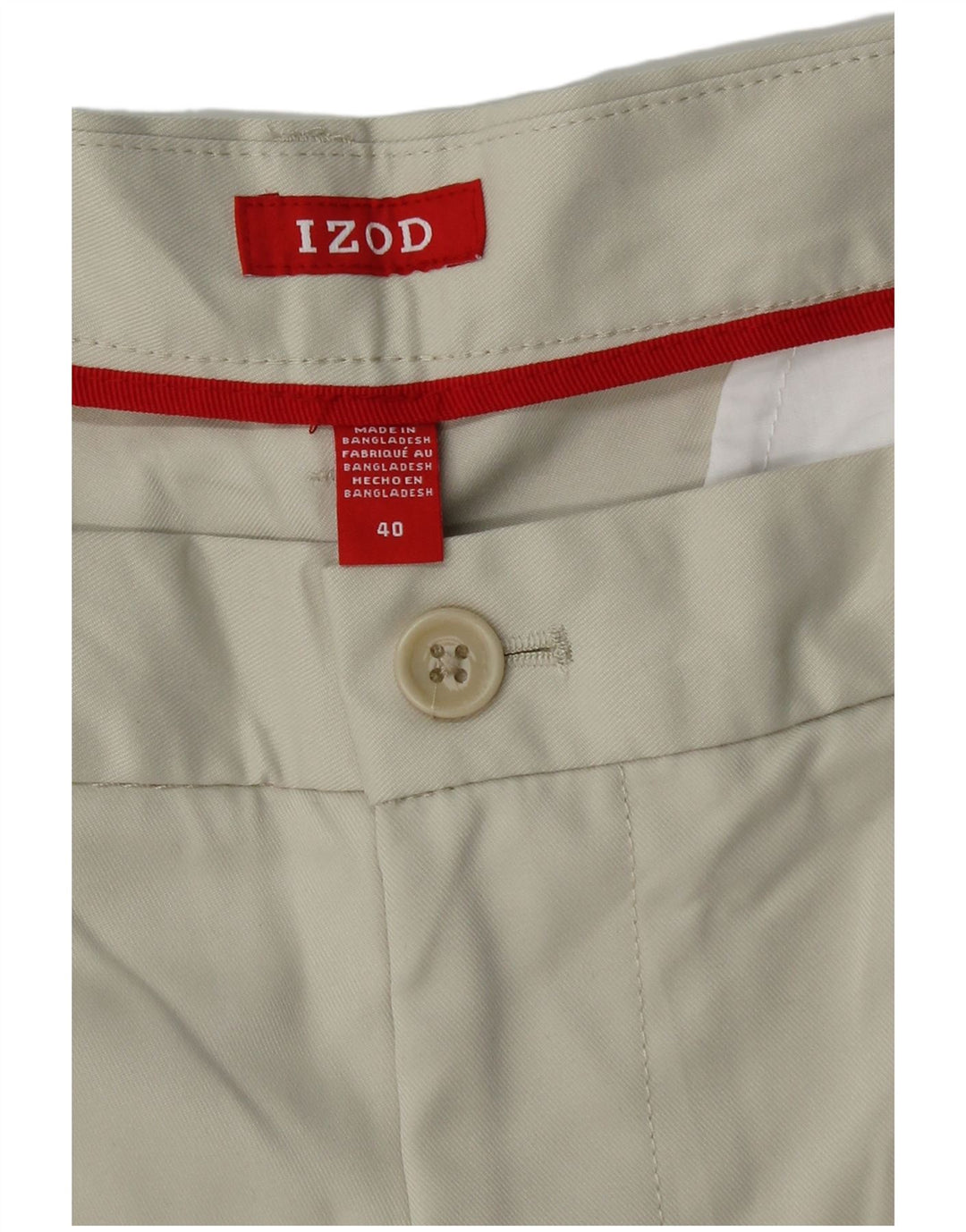 IZOD Mens Chino Shorts W40 XL Beige Polyester