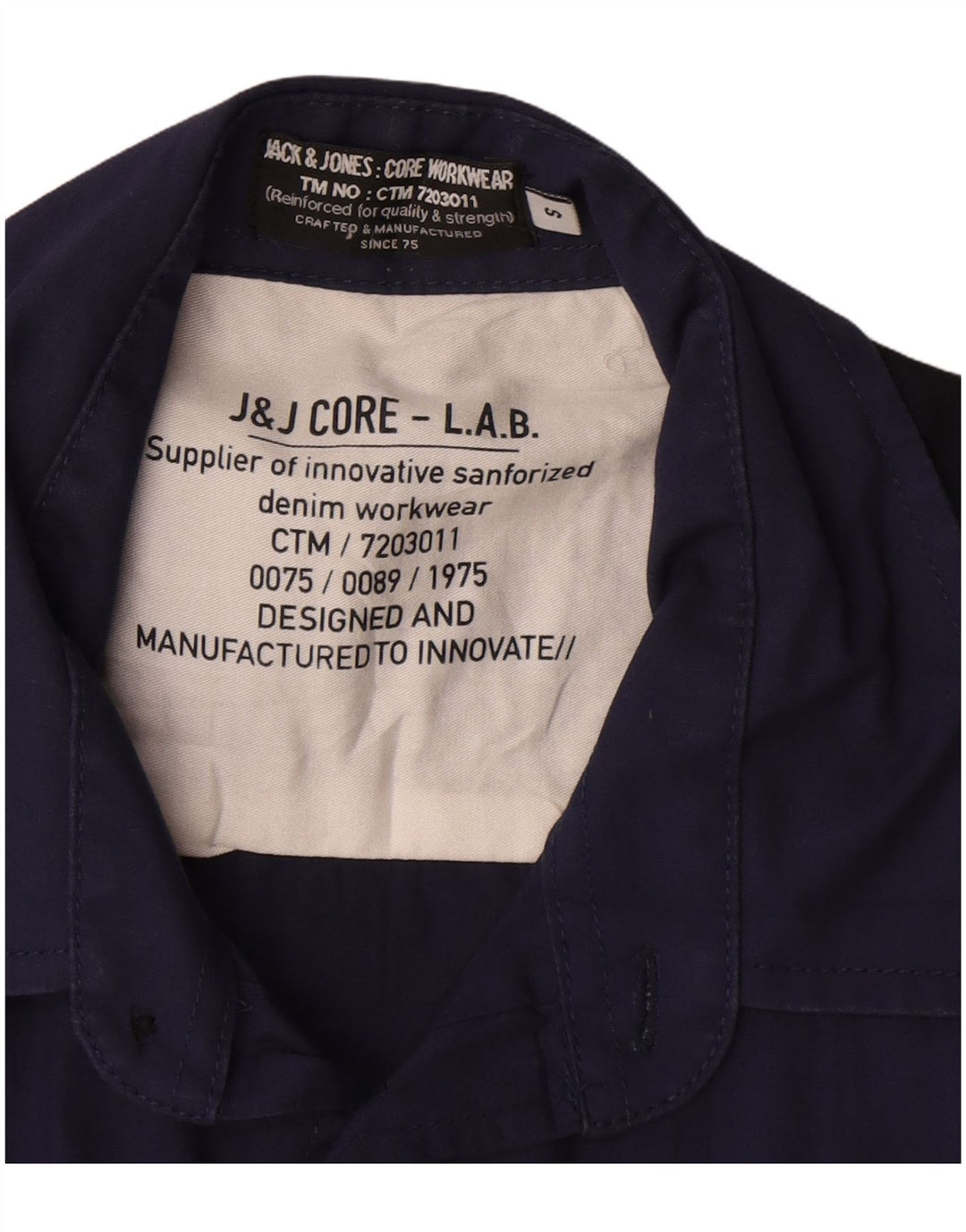 Jack & Jones Mens Graphic Short Sleeve Shirt Small Navy Blue Colourblock